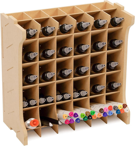 Paint Rack Organizer for 30 Bottles, Craft Supplies Storage, MDF Material, Tools Storage Suitable for Tamiya Paints, Miniature Model Paint Set GK9