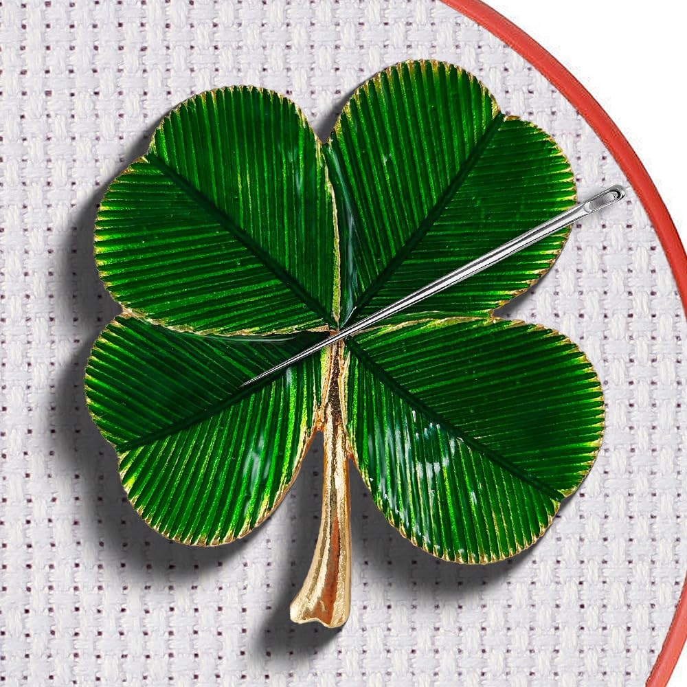 Magnetic Needle Minder Magnet Embroidery Accessories and Supplies Embroidery Needle Holder Cross Stitch Holder Needlework Supplies (Cardinal) (FourLeaf)