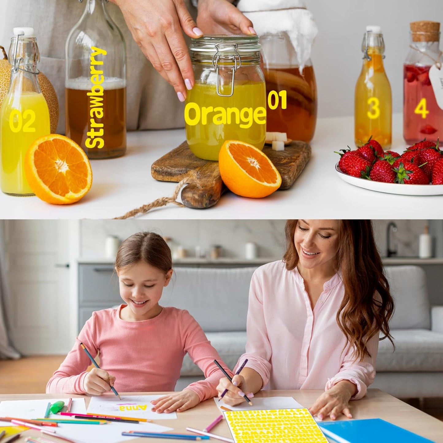 Alphabet Stickers, 1'' Yellow Letter Stickers - 12 Sheets, Self-Adhesive Vinyl for Mailbox Numbers, Bulletin Boards, Classroom & Home Decor