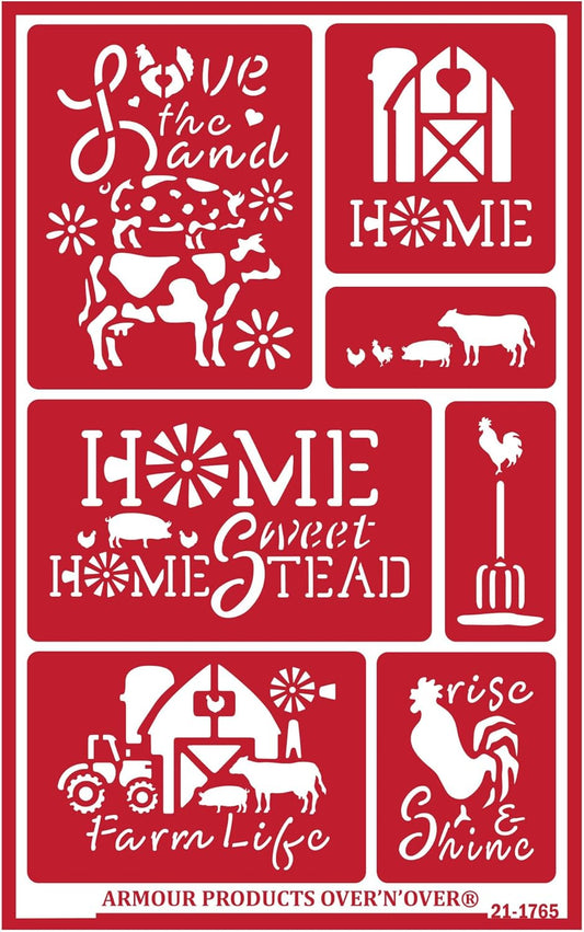 Over'N'Over Reusable Glass Etching Stencils – Durable Self-Stick Designs for Glass, Mirrors, and Ceramics with Armour Etch Cream – 5” x 8” Stencil Sheet - Sweet Homestead