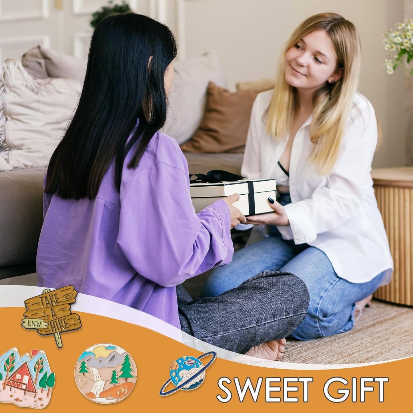 Mixed Enamel Pins for Backpacks, Beadthoven Cute Enamel Brooch Pins Set, Funny Backpack Pins, Aesthetic Lapel Badge Pins Bulk for DIY Clothes Accessories Holiday Gifts