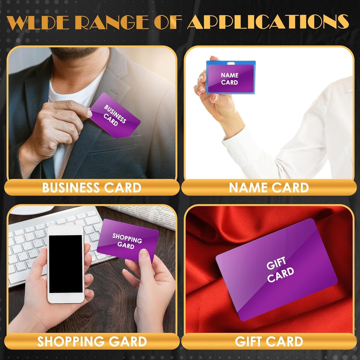 weparmeety 100 Pcs Metal Engraving Blanks Aluminum Sheet Laser Engraving Business Card Multipurpose Engraving DIY Gift Cards 86 x 54 x 0.21 mm (Purple)