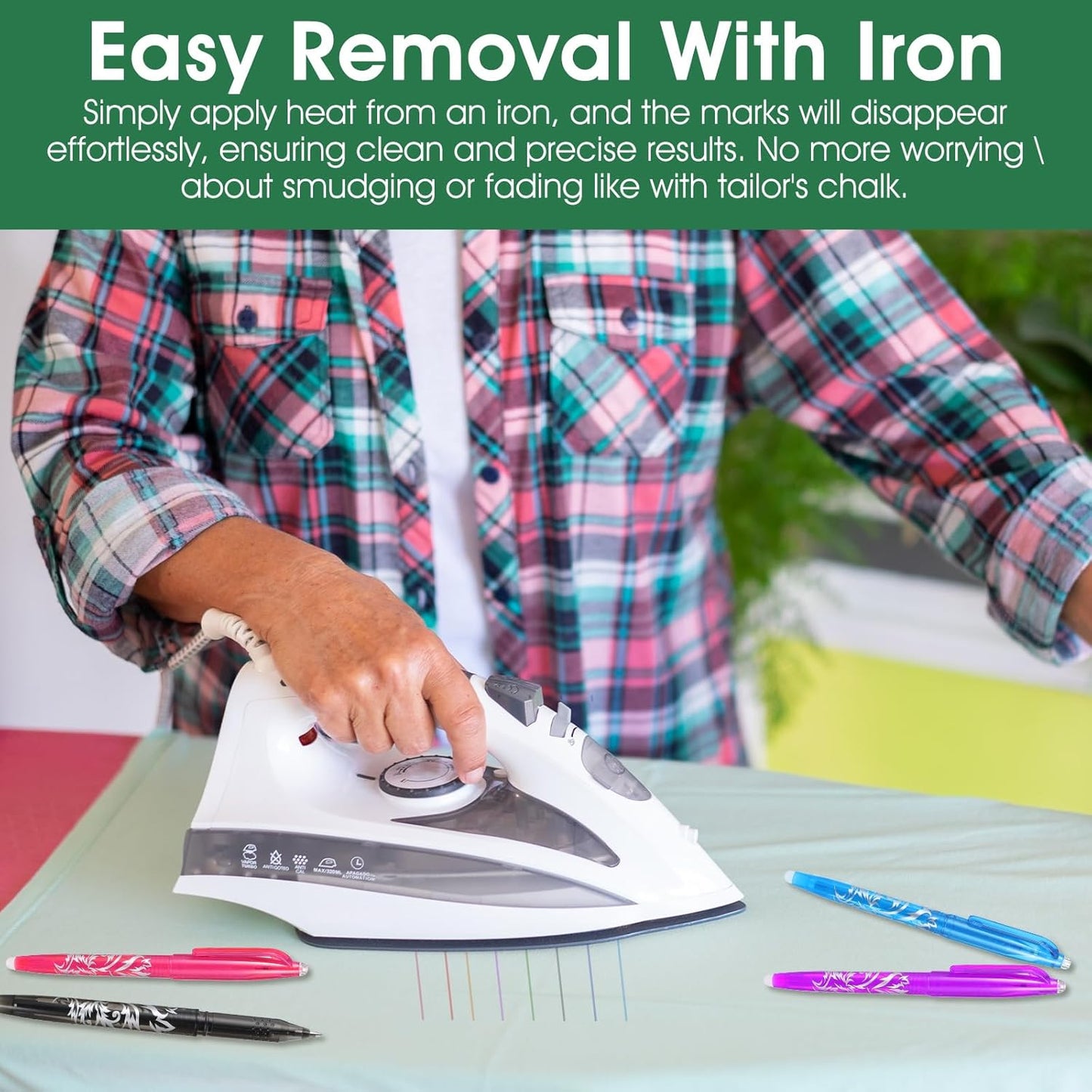 Hpmjz 16pcs Heat Erasable Pens for Fabric, Fabric Marking Pens Fabrics Markers No Ghost Lines, Disappearing Ink for Precise Marking for Quilting Sewing Embroidery DIY Dressmaking Fabrics Tailors Chalk