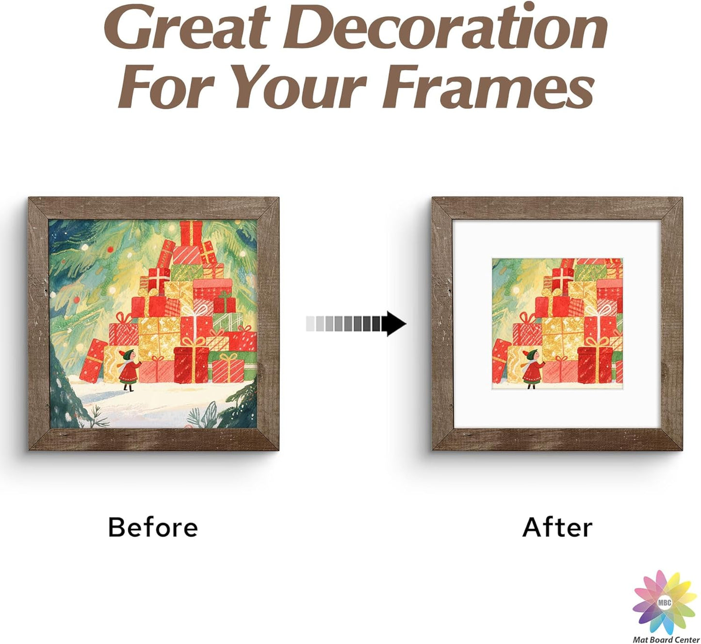 Mat Board Center, 12x12 White Mats for 8x8 Pictures - Acid Free, 4-ply Thickness, White Core, Bevel Cut - for Artworks, Photos, Framing - Pack of 12