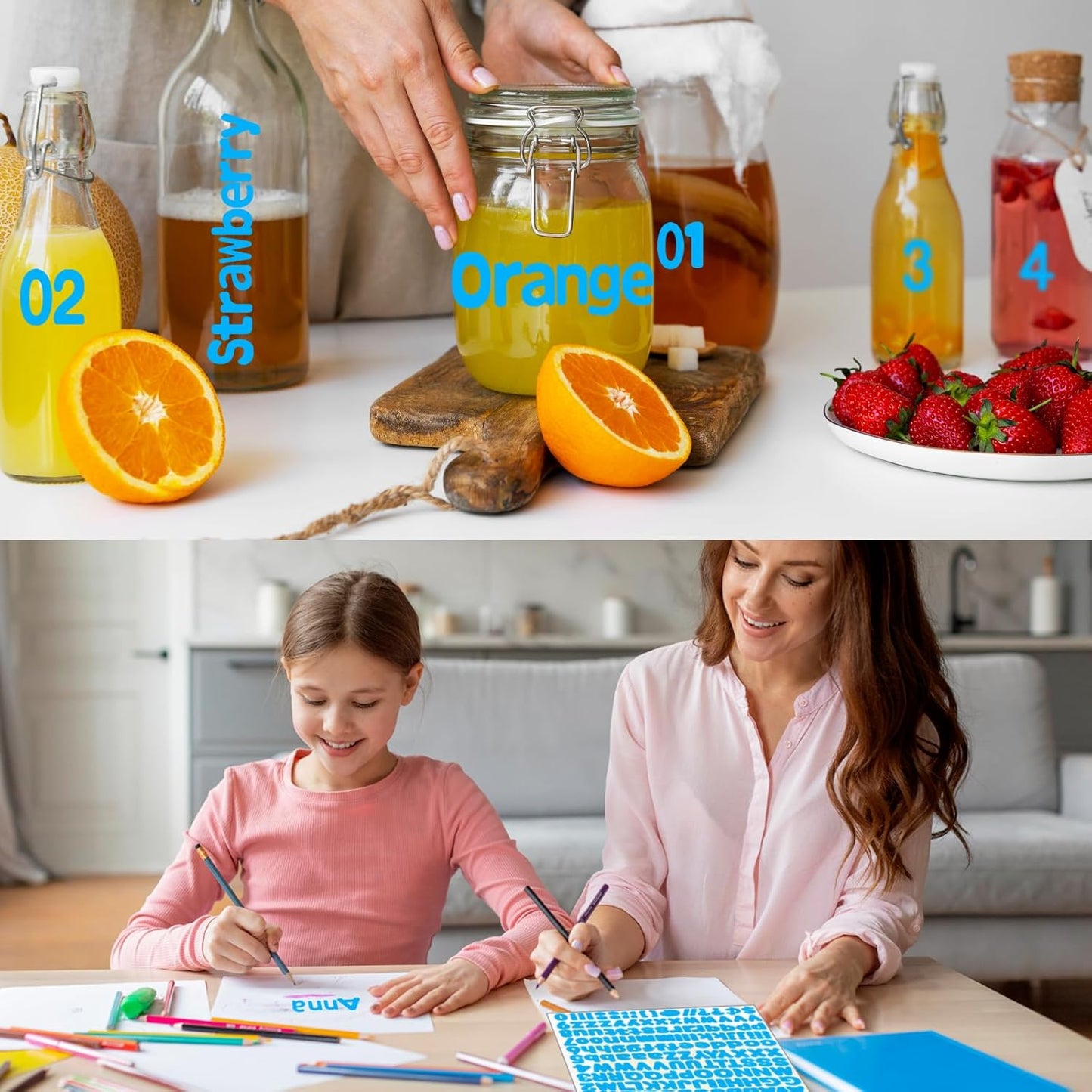 Alphabet Stickers, 1'' Inch 12 Sheets Light Blue Letter Stickers, Self-Adhesive Vinyl Mailbox Numbers, Letters for Bulletin Boards, Classroom & Home Decor