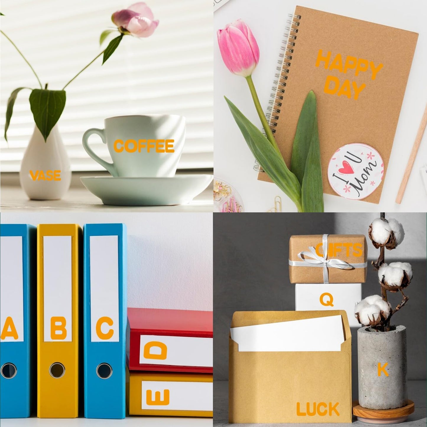 Letter Stickers,1/2 inch 10 Sheets Orange Alphabet Sticker,Self Adhesive Vinyl Letter Stickers Mailbox Numbers,Self Adhesive Letters Stickers for Bulletin Boards Classroom Home Decor