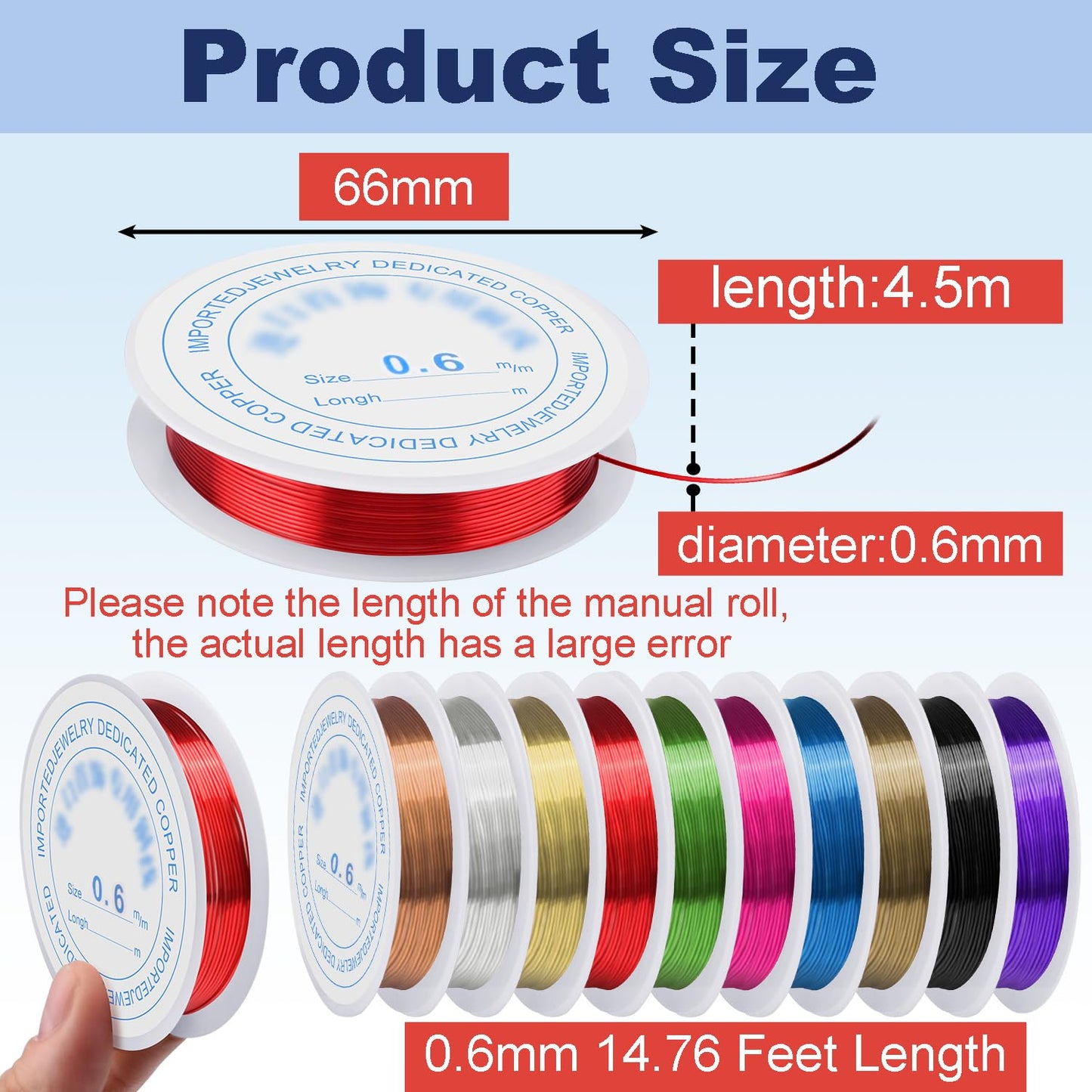 10 Rolls Copper Jewelry Wire, 10 Assorted Colors 0.6 mm Dia. Beading Wire for Jewelry Making Bracelet Earrings Rings Necklaces Flower Craft Projects