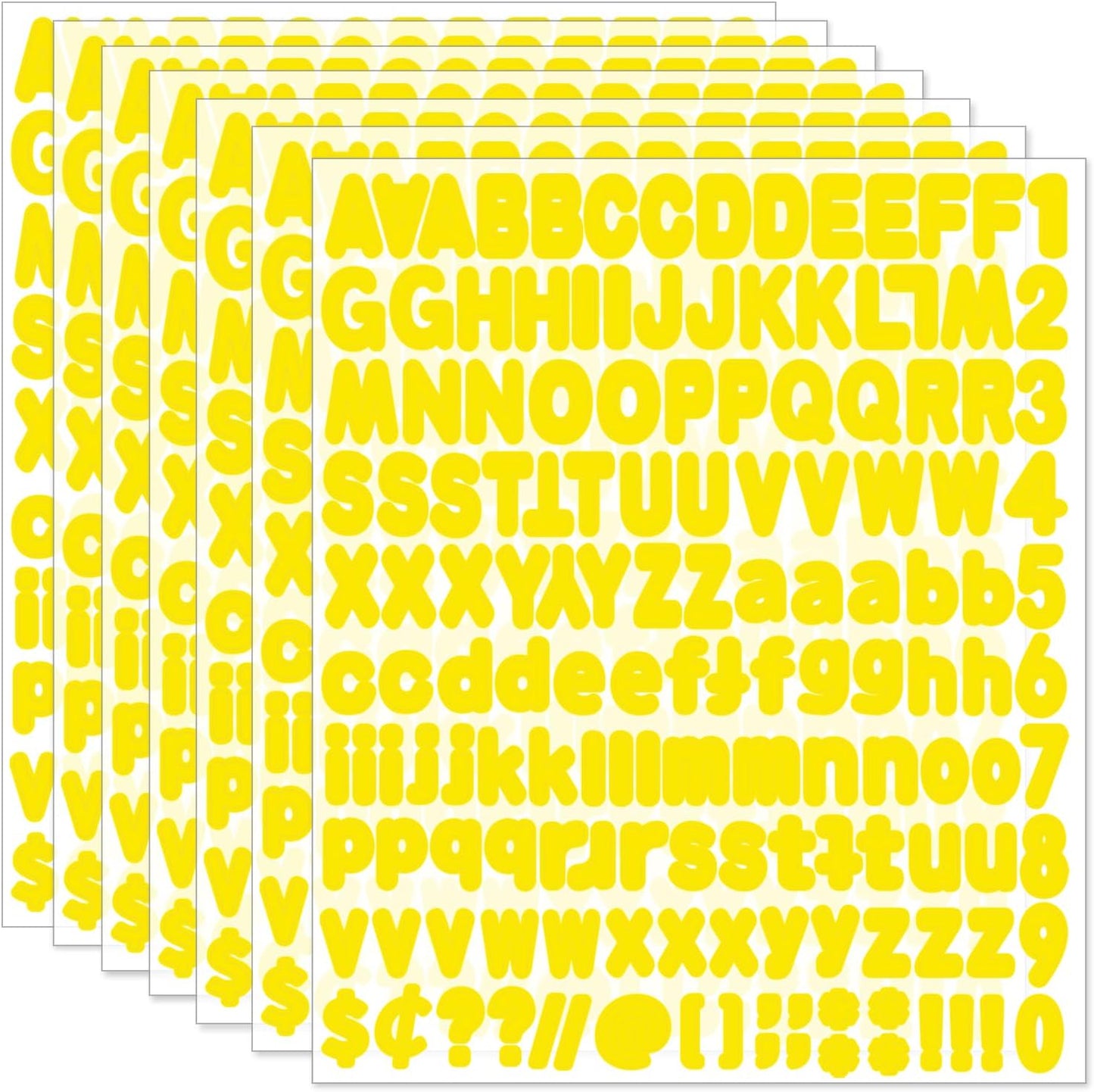 Alphabet Stickers, 1'' Yellow Letter Stickers - 12 Sheets, Self-Adhesive Vinyl for Mailbox Numbers, Bulletin Boards, Classroom & Home Decor