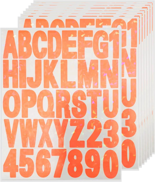 Starboling Letter Stickers,2 inch 8 Sheets Orange Alphabet Sticker,Self Adhesive Vinyl Letter Stickers Mailbox Numbers,for Arts Crafts Outdoor Sign Poster Mailbox Sign Doors Mailboxes Car Truck