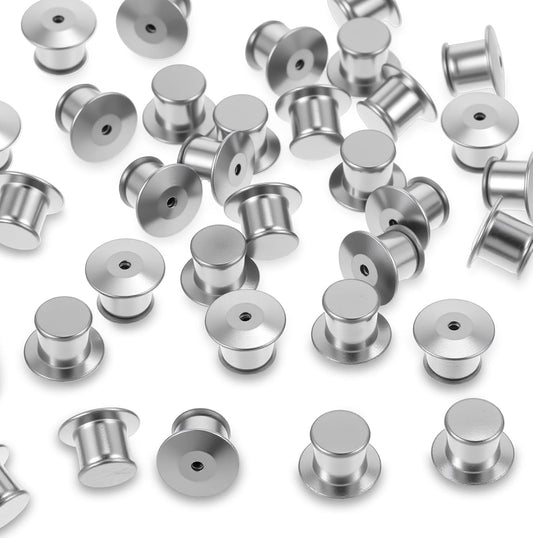 40pcs Locking Pin Back, Metal Locking Pin Backs for Enamel Pins, Pin Backs Locking Bulk, Silver