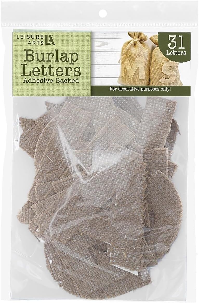 Leisure Arts Adhesive Letters Burlap, Natural