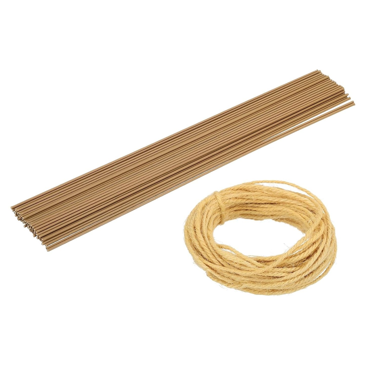 uxcell 50Pcs 2 Gauge Floral Wire, 11.81" Length Flower Stem Wires with 0.08" x 32.8ft Twine for Wreath Making, Flower Arrangement, Yellow