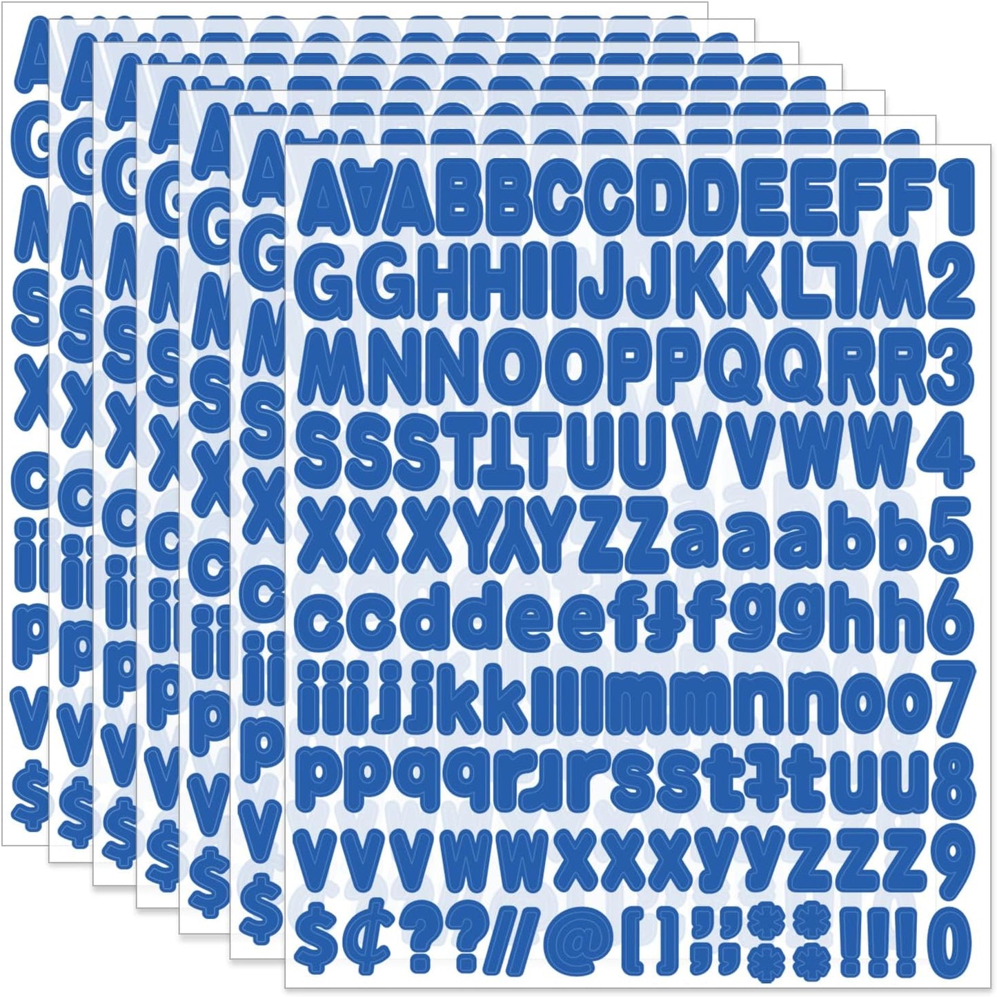 Alphabet Stickers, 1''Inch 12 Sheets Blue Letter Stickers Self-Adhesive Vinyl for Mailbox Numbers, Bulletin Boards & Home Decor