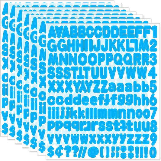 Alphabet Stickers, 1'' Inch 12 Sheets Light Blue Letter Stickers, Self-Adhesive Vinyl Mailbox Numbers, Letters for Bulletin Boards, Classroom & Home Decor
