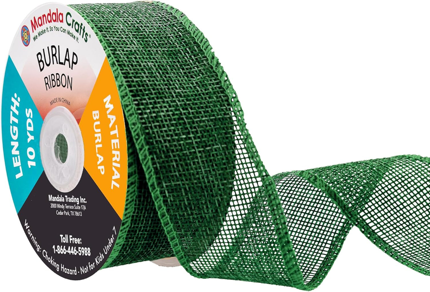 Mandala Crafts Green Burlap Ribbon 1.5 Inches Wide Jute Ribbons for Crafts - 20 Yds Roll Rustic Burlap Wrap Trim Ribbons for Wreaths Bows Wedding Party Decoration