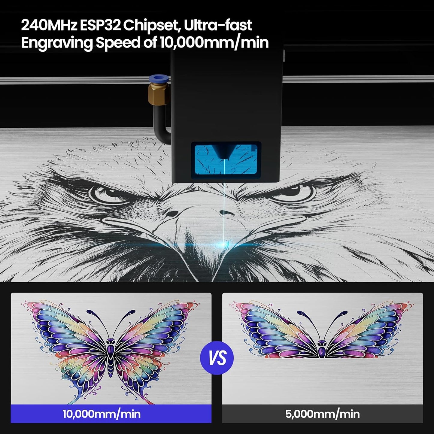 LONGER Laser Engraver Ray5 20000mW Engraver Machine with Air Assist Kit DIY CNC Laser Cutter Tool for Metal Glass Wood Working Area 15.7 "x15.7" with 4-in-1 Rotary Roller Kit