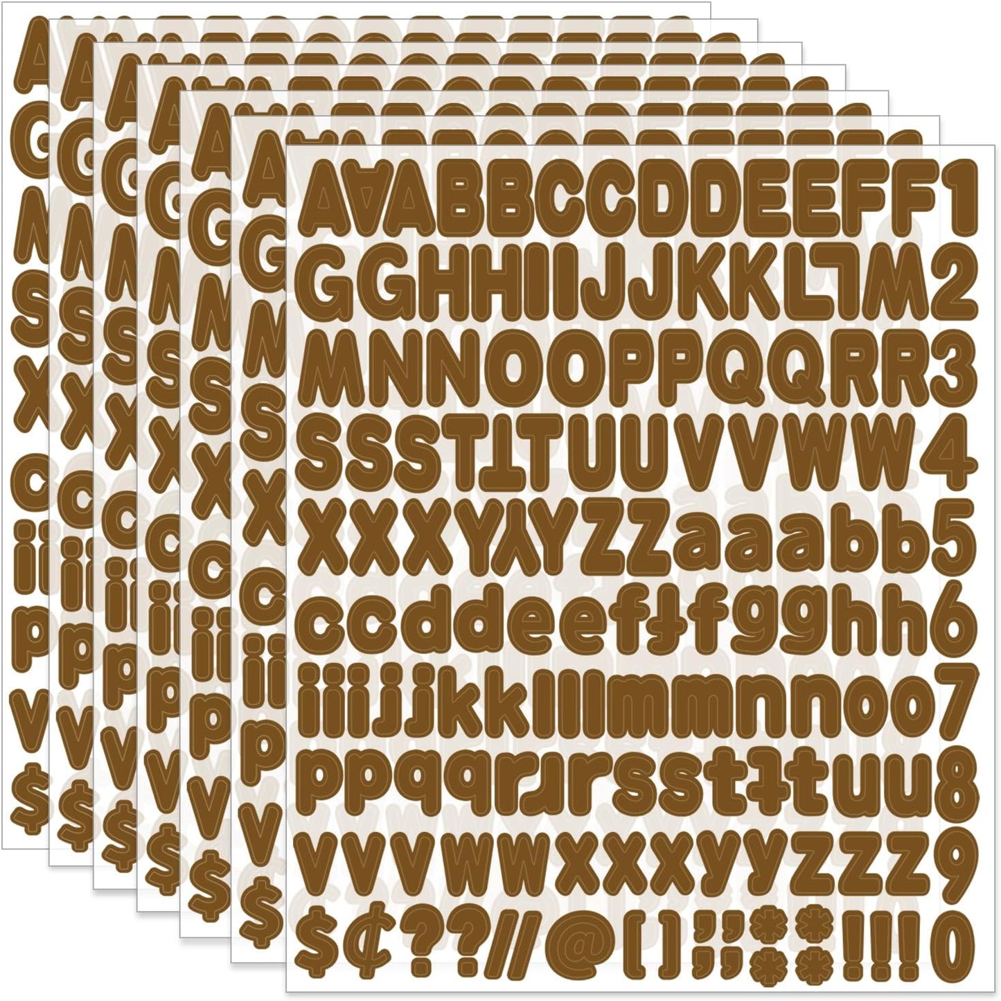 Alphabet Stickers - 1'' Inch Brown Letter Stickers, Self-Adhesive, Vinyl, Mailbox Numbers, for Bulletin Boards, Classroom, Home Decor