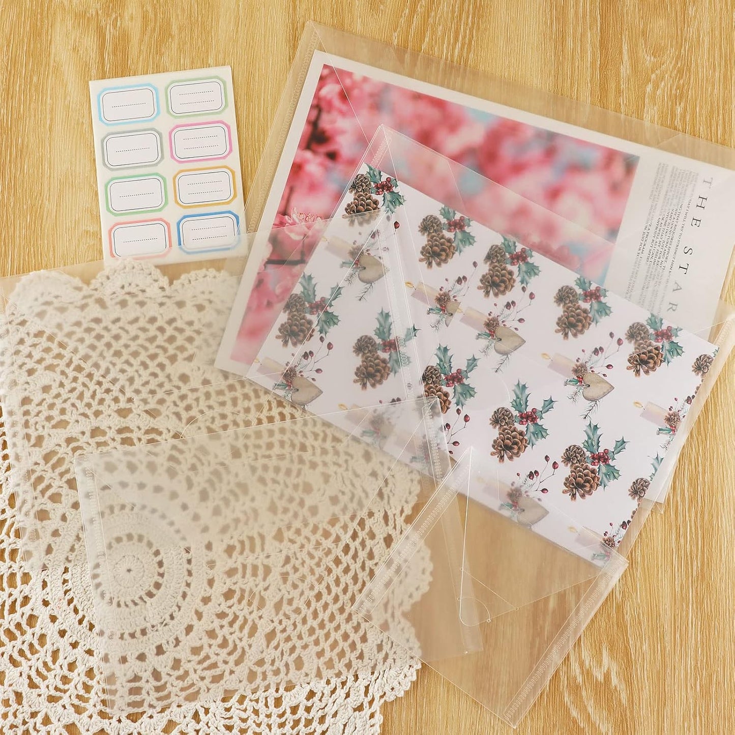 20 Pcs Large 11.5"X9" Stamp & Die Storage Pockets Resealable Clear Plastic Seal Bags Storagefor Cutting Dies Stencil Album Stamp Crafts for DIY Scrapbooking Paper Card Craft Cutting Dies Storage