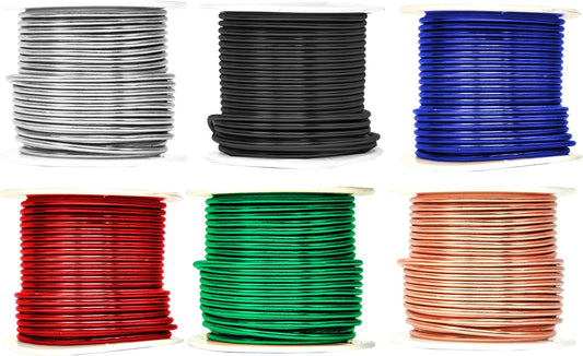 Mandala Crafts 12 Gauge Anodized Aluminum Craft Wire for Jewelry Making - 276 FT Colored Flexible Silver Copper True Blue Black Red Kelly Green Wire - Bendable for Bonsai Armature Crafting Sculpting