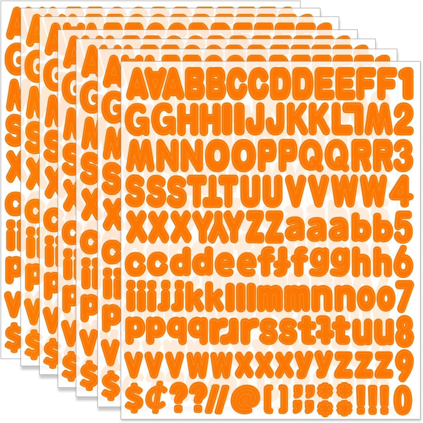 Alphabet Stickers, 12 Sheets Orange Letter Stickers, 1'' Inch Self-Adhesive Vinyl Mailbox Numbers & Letters for Home Decor & Classroom Bulletin Boards