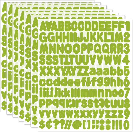 Alphabet Stickers, 1"Inch 12 Sheets Self-Adhesive Green Vinyl Letter Stickers for Mailbox Numbers, Bulletin Boards, Classroom & Home Decor