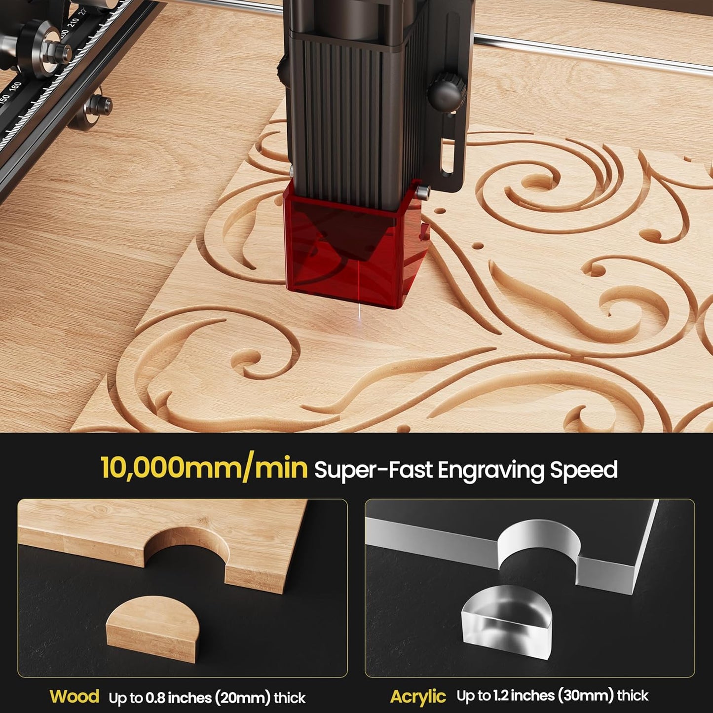LONGER Laser Engraver Ray5 10000mW Engraver Machine DIY CNC Laser Cutter Tool for Metal Glass Wood Working Area 15.7 "x15.7" with Air Assist Rotary Roller Kit Laser