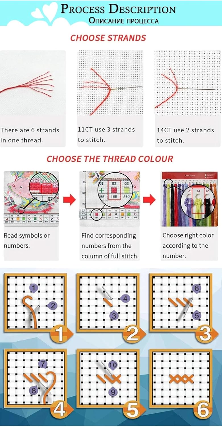 Magxvouy Cross Stitch Kits Stamped Full Range of Embroidery Kits,Cross Stitch Patterns Needlework Kits for Beginners 11CT Printed Kits&Colorful Fox 16x20 inch