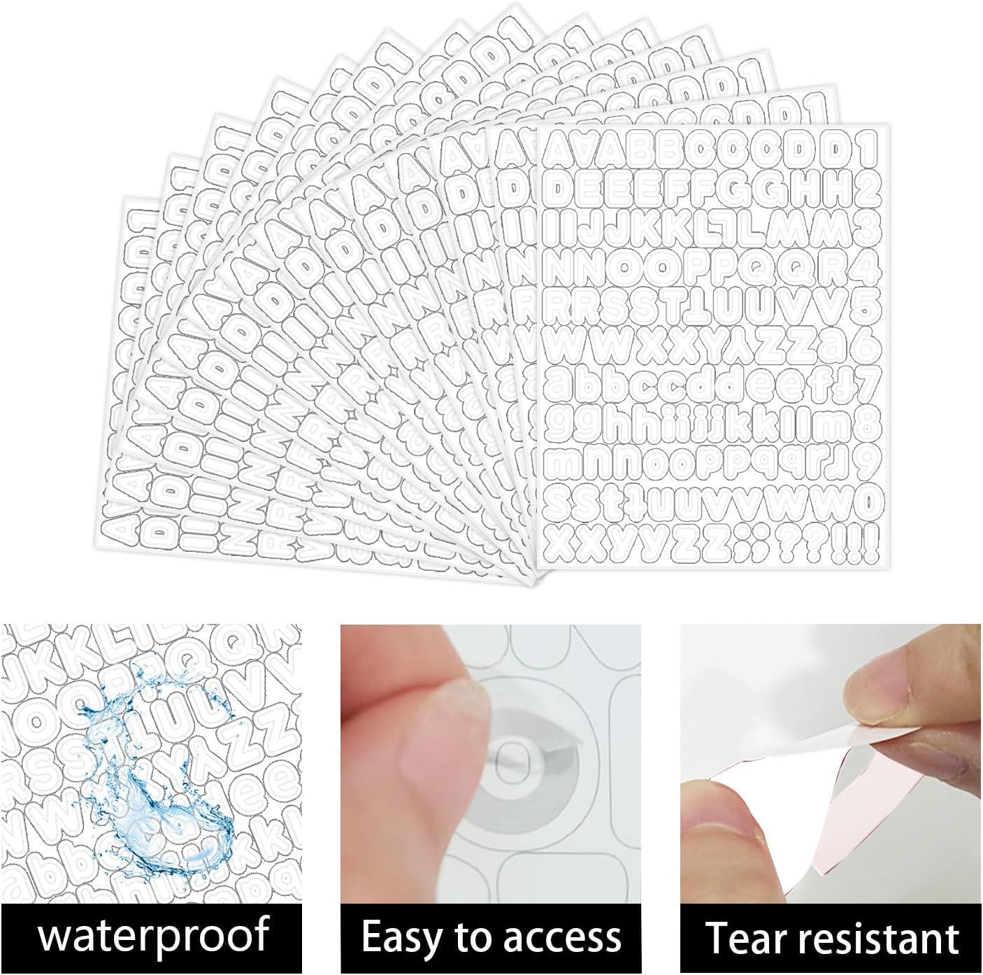 Starboling White Alphabet Stickers, 1/2 inch, 10 Sheets, Self-Adhesive Vinyl, Minimalist Style, Perfect for Labels & Decor