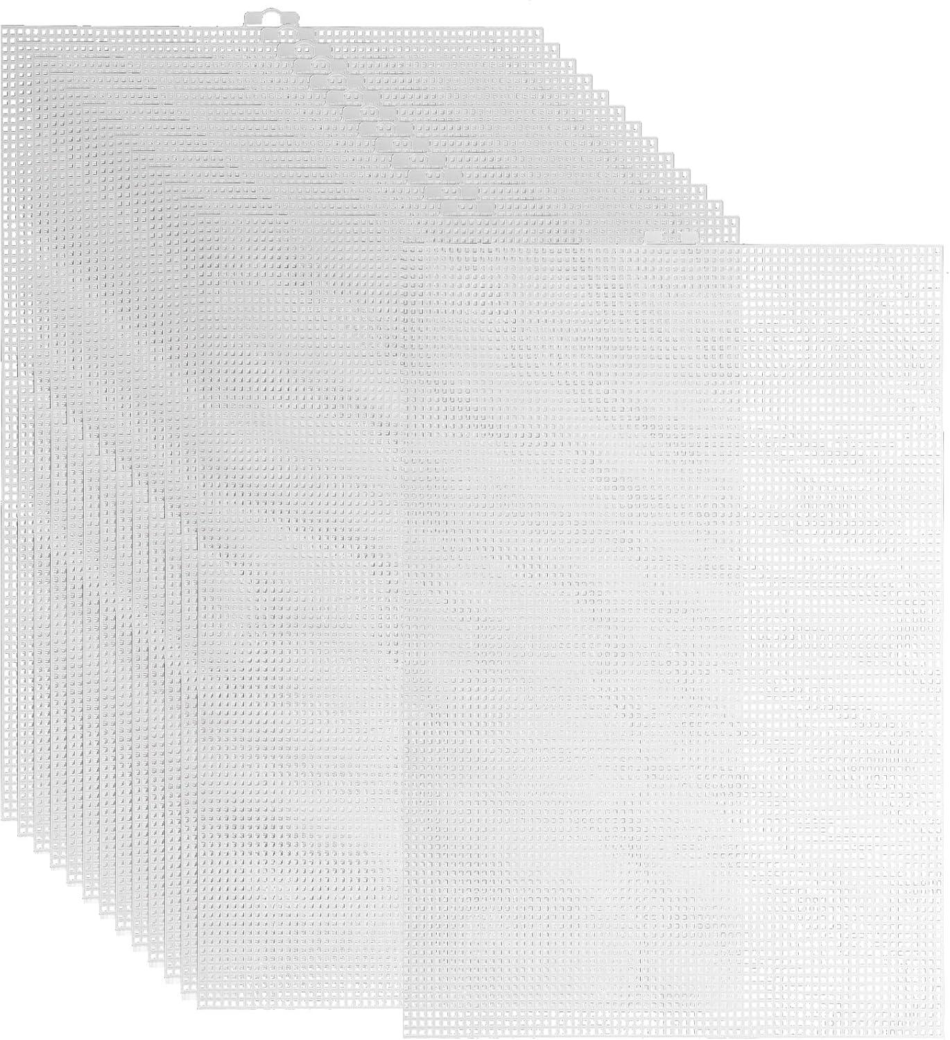 24PCS 7 Count Plastic Mesh Canvas Sheets, 7 CT Perforated Plastic Stitching Canvas Cross Stitch Mesh Canvas for Embroidery, Crafts DIY Crochet Projects, 13.2 X 10.2 Inch, White