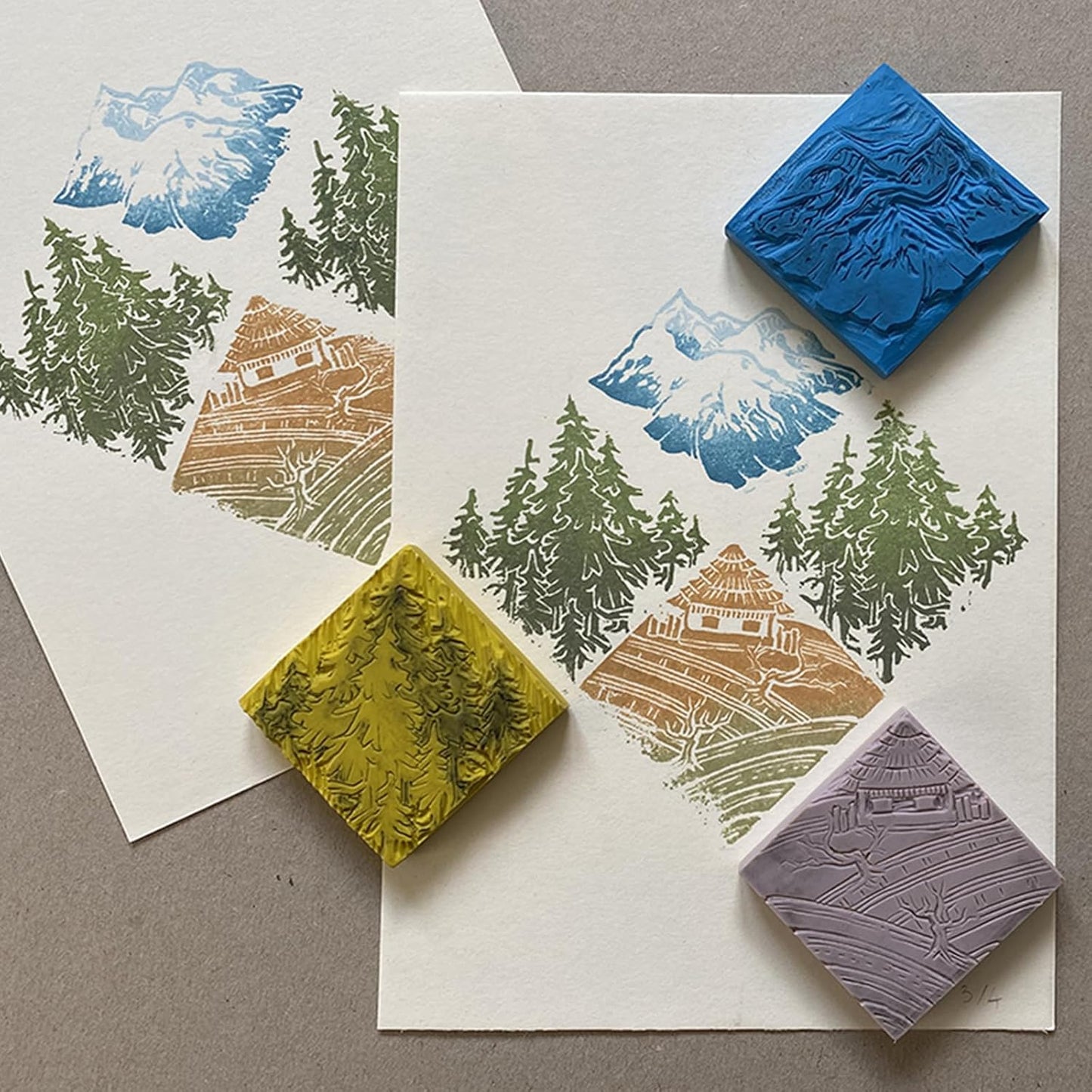 PATIKIL 4Pcs 2" Rubber Carving Blocks, Soft Linoleum Art Carving Block Round Crafts Stamp Making for Printmaking Stamps Carving Supplies, Pink