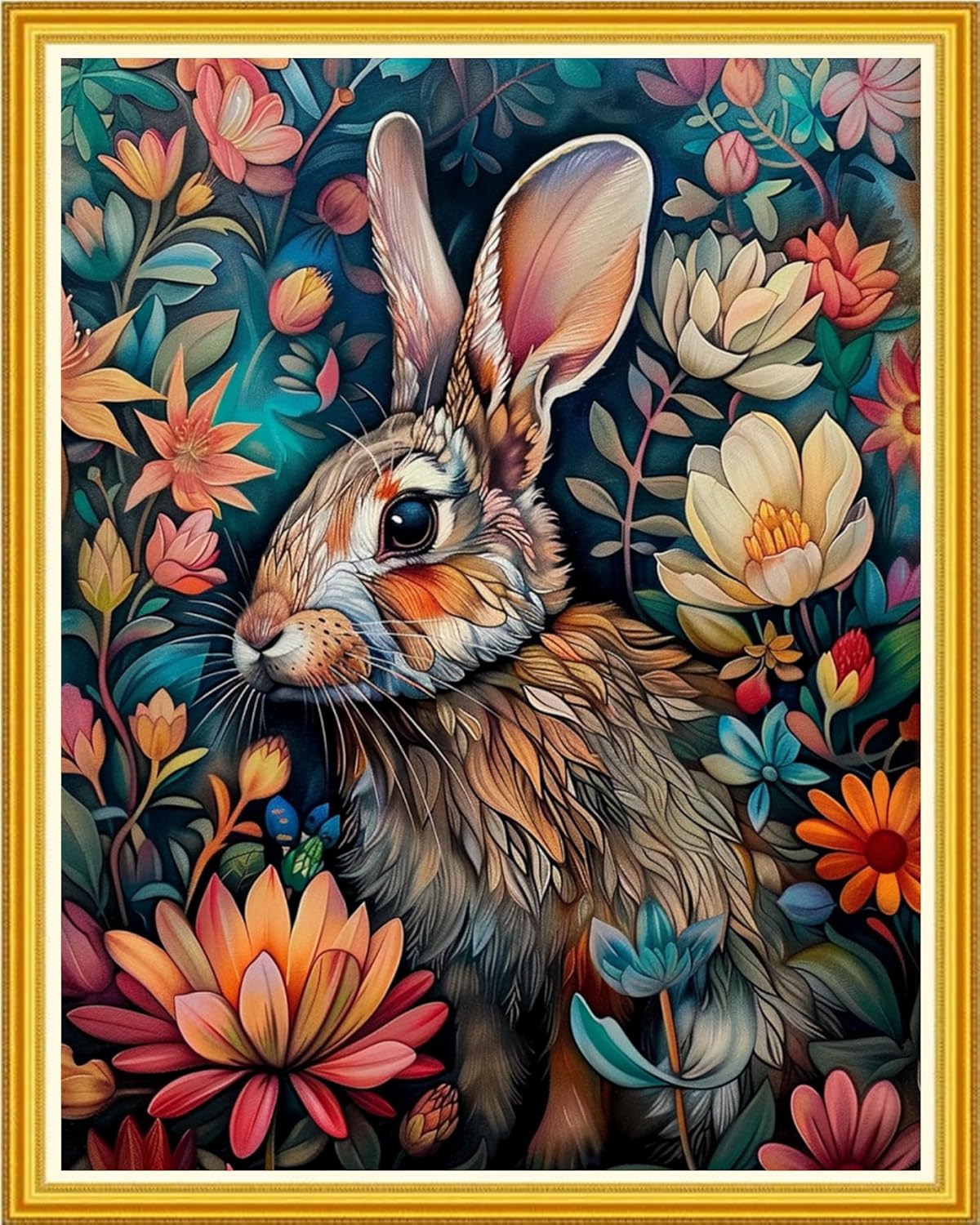 Magxvouy Cross Stitch Kits Stamped Full Range of Embroidery Kits,Cross Stitch Patterns Needlework Kits for Beginners 11CT Printed Kits&Rabbit Flower 16x20 inch