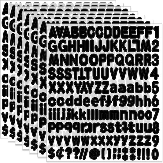 Alphabet Stickers, 1''Inch 12 Sheets Black Letter Stickers, Self Adhesive Vinyl Mailbox Numbers, Self Adhesive Letters for Bulletin Boards, Classroom, Home Decor