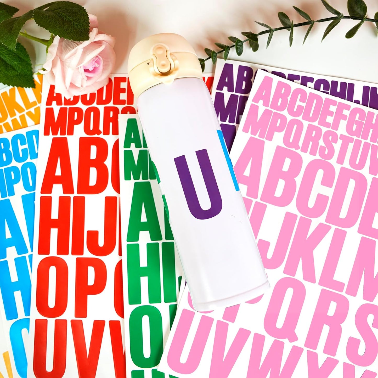 Bemeol Letter Stickers 1560 Pieces 30 Sheets Stick on Vinyl Letters Capital Alphabet Sticker Letter for Craft Bulletin Boards Classroom Home Business Decor(Multicolor,1 Inch,2 Inch)