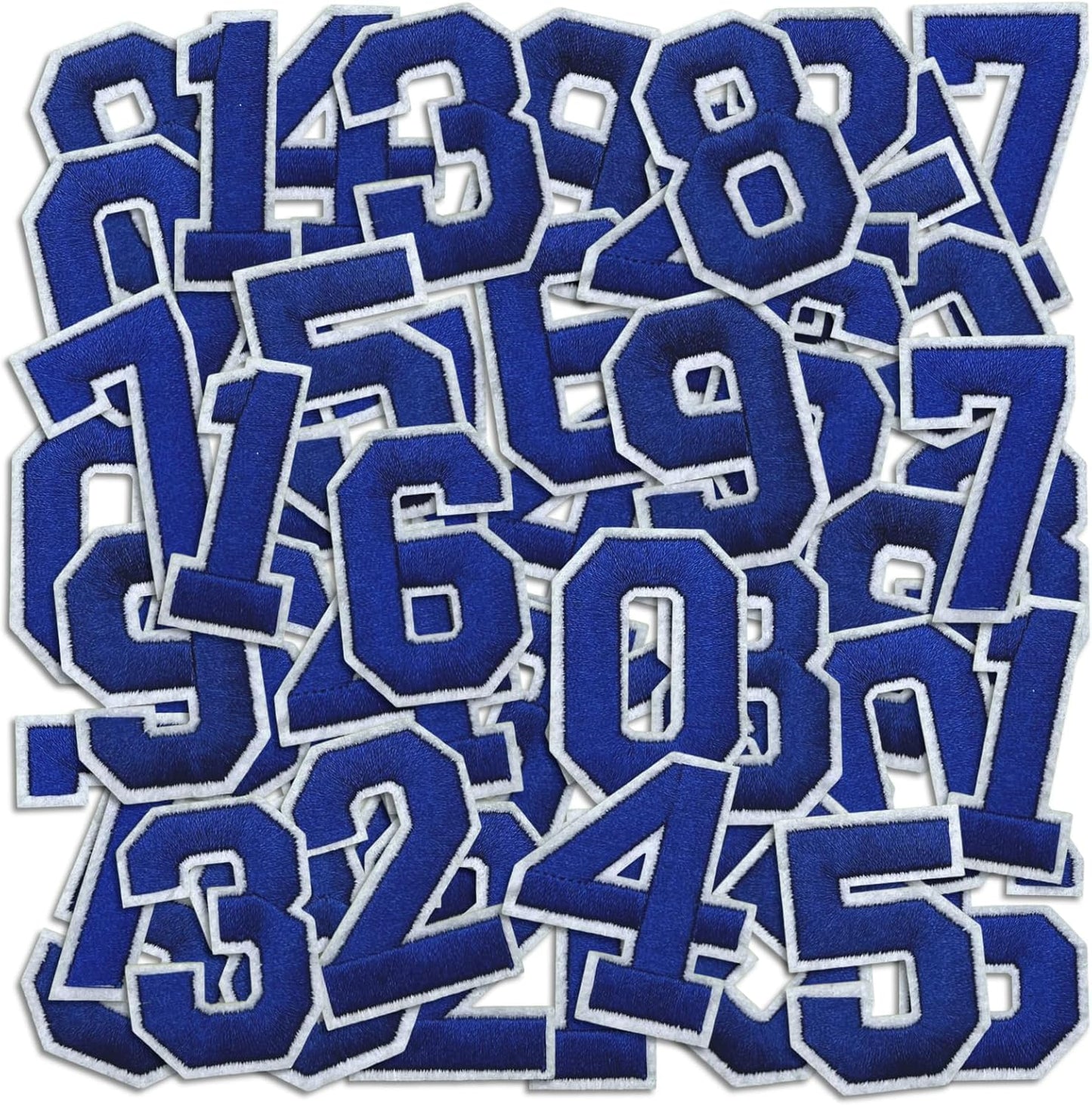 Number Iron On Patches, Numbers 0-9 Embroidery Applique Patch, DIY Decorative Heat Press Patches for Clothing Jeans Jackets Backpacks Hats (Blue 50 Pcs)