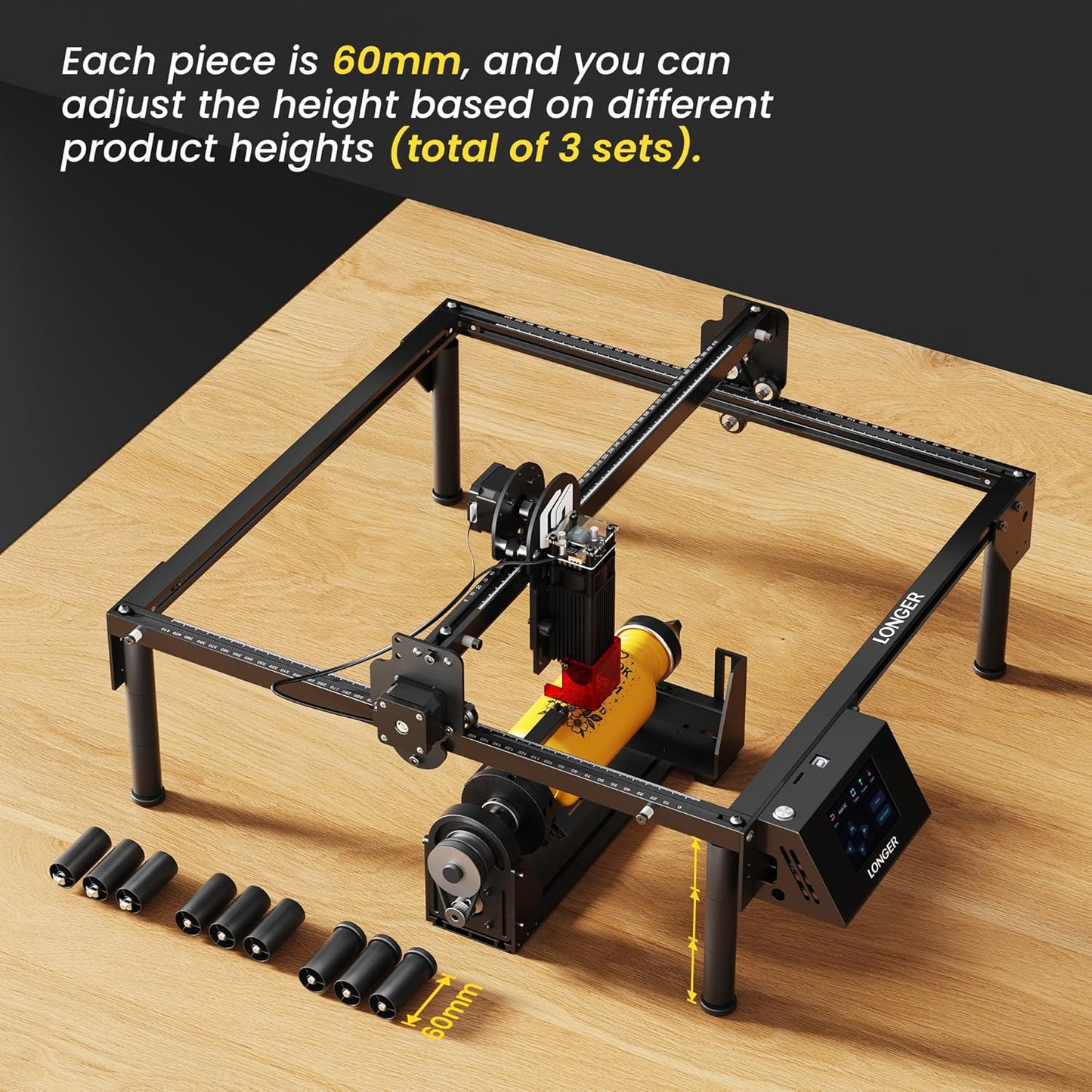 LONGER Laser Engraver Ray5 10000mW Engraver Machine DIY CNC Laser Cutter Tool for Metal Glass Wood Working Area 15.7 "x15.7" with Air Assist Rotary Roller Kit Laser