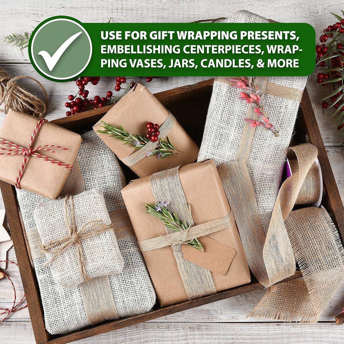 Mandala Crafts Yellow Burlap Wired Ribbon 2 Inches Wide Jute Ribbons for Crafts - 10 Yds Roll Rustic Burlap Wrap Trim Ribbons for Wreaths Bows Party Decoration